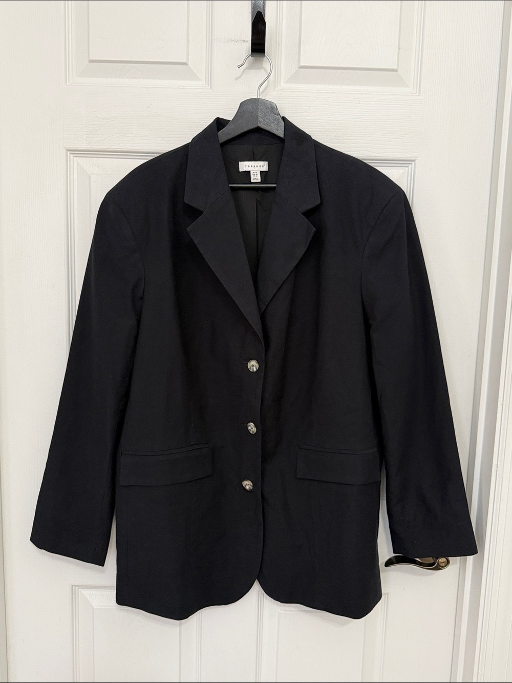 Topshop women’s Black oversized cotton and linen blend blazer